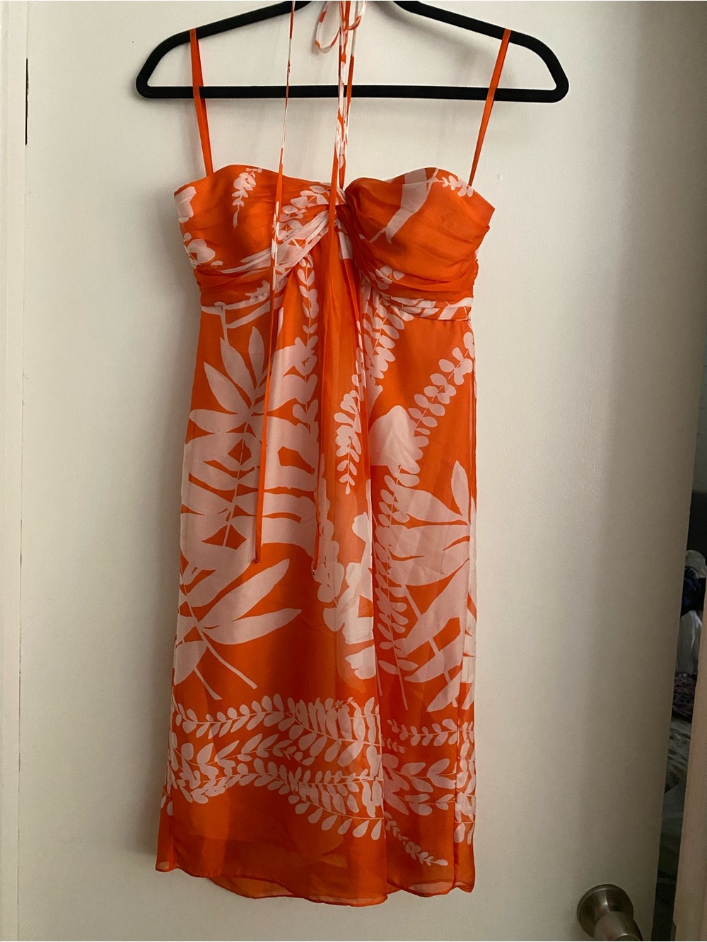 Milly Orange and White Strapless Floral Sundress
